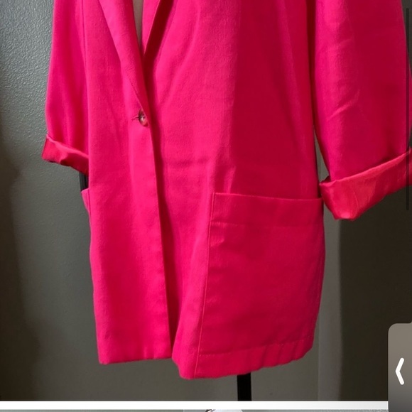 Radcliffe Vintage Fuchsia Hot Pink size 12 Single Button Oversized Blazer Jacket - Picture 3 of 8